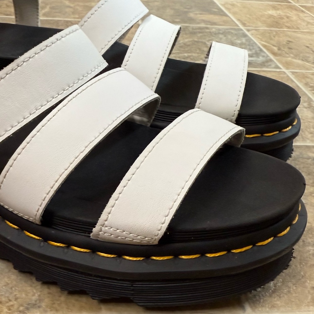 Dr. Martens White and Black Platform Strappy Sandals - Picture 8 of 13
